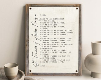 St. Francis of Assisi Prayer-Metal Print on Reclaimed Wood Frame-St. Francis Prayer-Rustic Scripture Art-Recovery Prayer