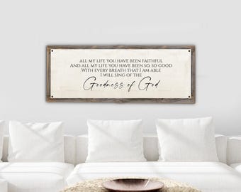 Goodness of God Lyrics Sign-Metal Print-Reclaimed Wood Frame-Worship Center Decor-Worship Song Decor