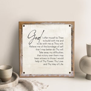 Third Step Prayer Vintage Metal Print on Reclaimed Wood Frame-Recovery Quotes-Recovery Gifts-Twelve Step Prayer-AA-Sobriety Gifts