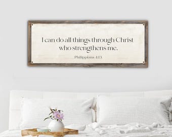I Can Do All Things Through Christ Metal Print on Reclaimed Wood Frame-Philippians 4:13 Scripture Wall Art-Rustic Bible Sign
