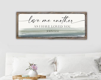 Love One Another As I Have Loved You Metal Print on Reclaimed Wood Frame-John 13:34 Scripture Wall Sign-Christian Room Decor