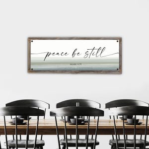 Peace Be Still Metal Print-Reclaimed Wood Frame-Mark 4:39 Scripture Wall Art-Above Couch Wall Art-Christian Wall Decor-Rustic Bistro Sign