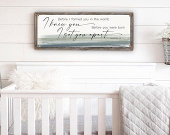 Before I Formed You In The Womb Metal Print-Reclaimed Wood Frame-Jeremiah 1:5-Child Room Scripture-Christian Nursery Wall Art-Over Crib Art