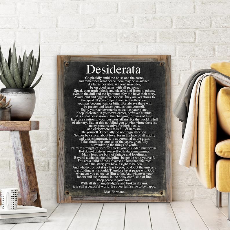 Desiderata Poem on Metal Print-Reclaimed Wood Frame-Max Ehrmann Wall Art-Inspirational Wall Art-Motivational Decor-Man Gift Idea image 3