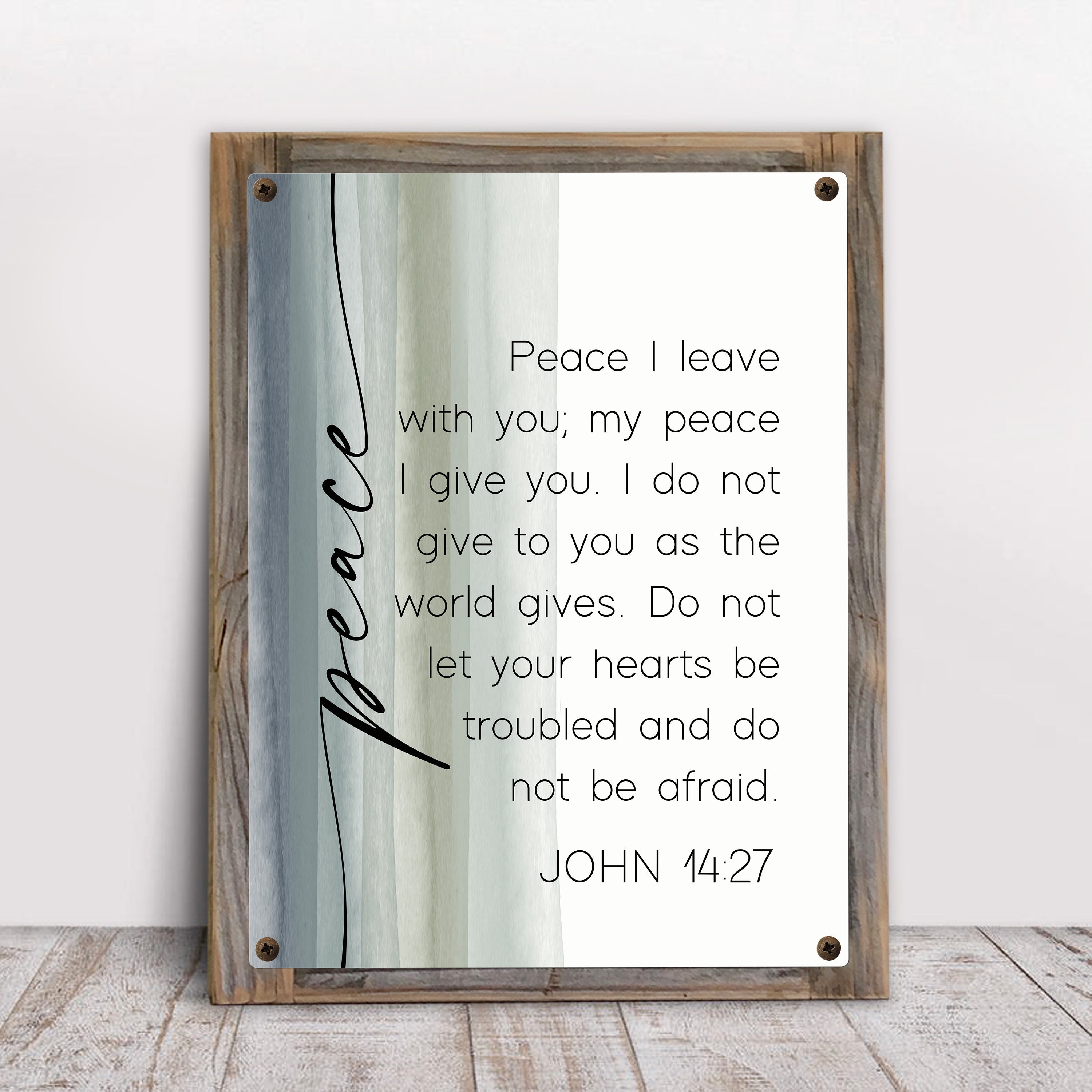 Scripture Sign-peace I Leave With You-metal Print on Reclaimed