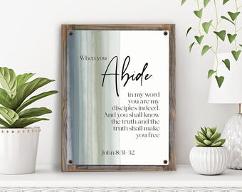 Abide In My Word-John 8:31-32-Metal Print on Reclaimed Wood Frame-Bible Wall Decor-Scripture Wall Art-Christian Gift Idea