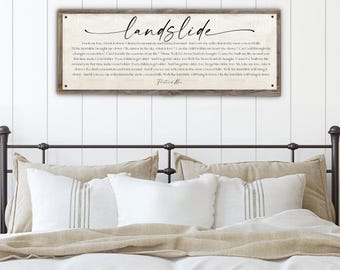 Landslide Song Lyrics Metal Print on Reclaimed Wood Frame-Above Bed Print-Song Lyric Art-Wedding Gift Idea-Anniversary Gift-Custom Lyrics