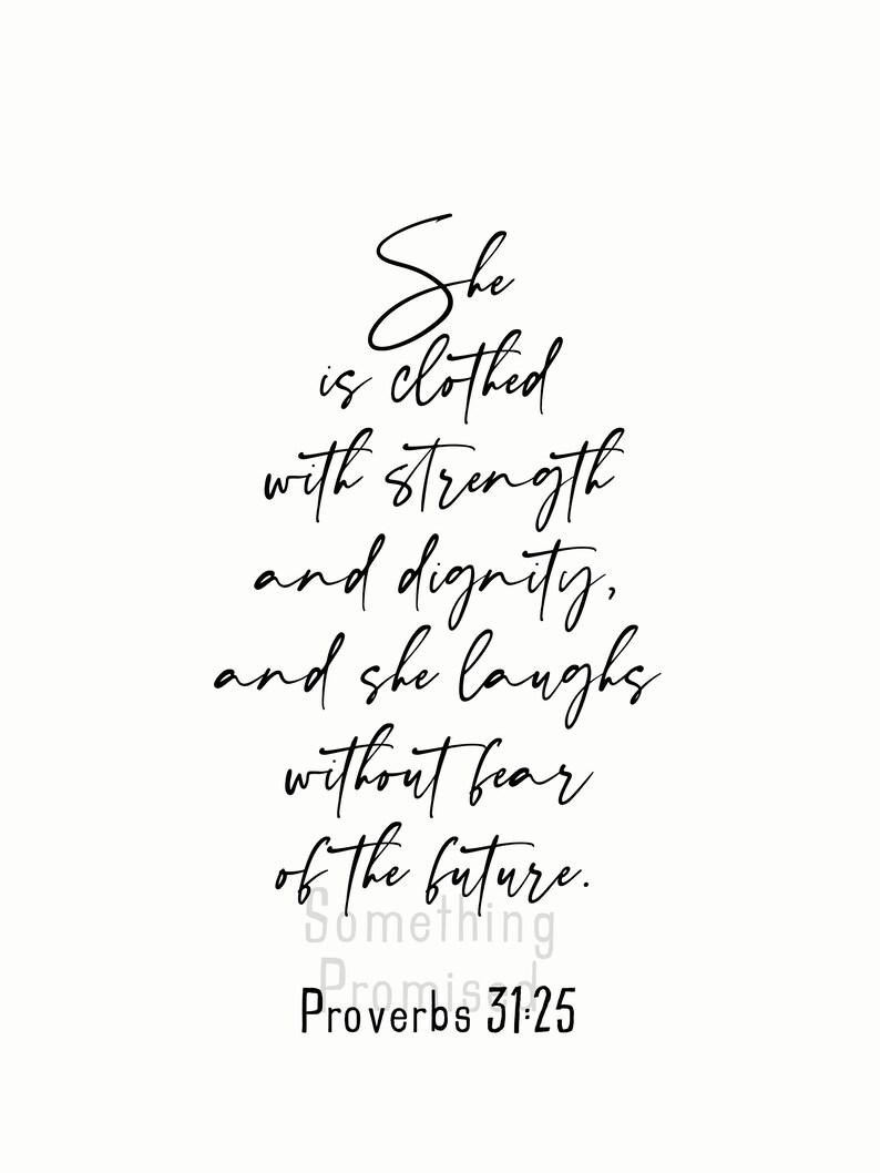Proverbs Woman Metal Print on Reclaimed Wood Frame-Proverbs 31-25-Scripture Wall Art-Clothed with dignity-Mothers Day Gift-Christian Woman Clean white
