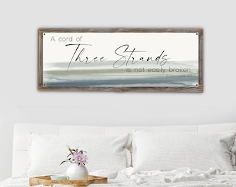 A Three Strand Cord Is Not Easily Broken Metal Print-Reclaimed Wood Frame-Bible Wall Art-Ecclesiastes 4:12-Wedding Gift Couple Unique