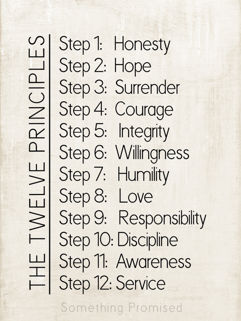 Recovery Sign-12 Principles of 12 Steps Metal Print on Reclaimed Wood ...