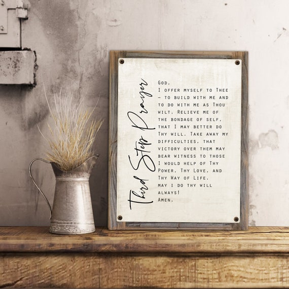 Third Step Prayer Metal Print on Reclaimed Wood Frame-sobriety