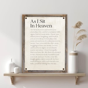 As I Sit in Heaven Poem Vintage Metal Print on Reclaimed Wood Frame ...