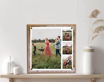Custom Family Photo Collage Print Rustic Reclaim Wood Frame-Father's Gift-Unique Christmas idea-grandparent's gift idea-Mother's gift idea