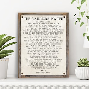 Warrior Of God Prayer Metal Print on Reclaimed Wood Frame-Armor Of God Prayer Wall Art-EPHESIANS 6:10–18-Christian Wall Decor-David Jeremiah