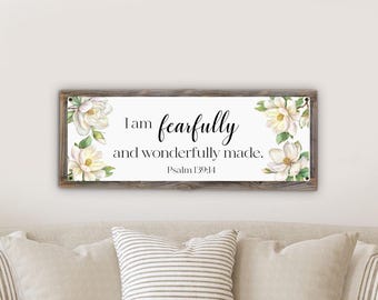 Fearfully and Wonderfully Made Metal Print on Reclaimed Wood Frame-PSALM 139 14-Bible Wall Sign
