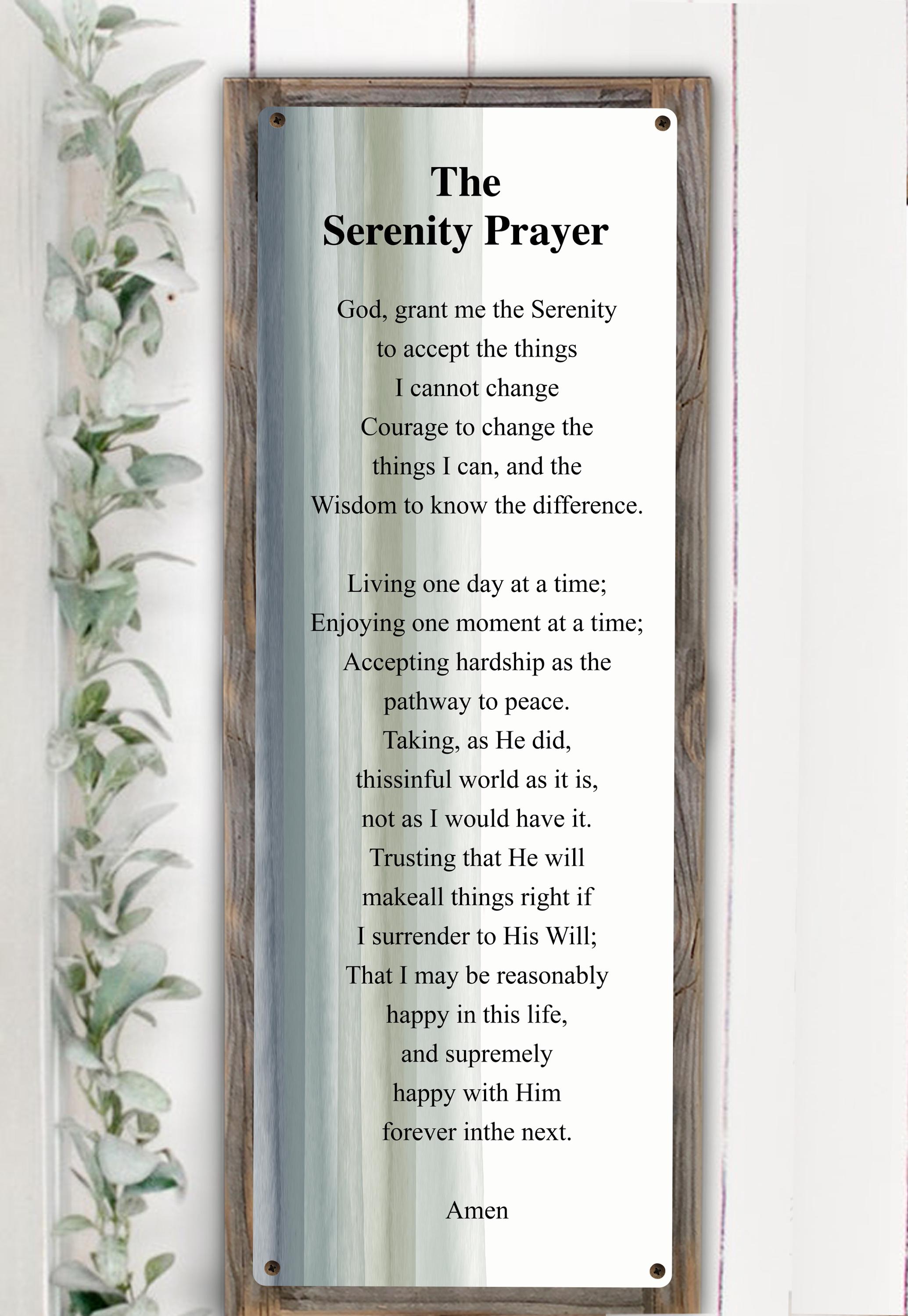 The Full Serenity Prayer Metal Print on Reclaimed Wood Frame