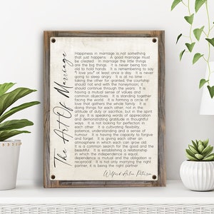 The Art of Marriage Poem Metal Print-reclaimed Wood Frame-classic ...