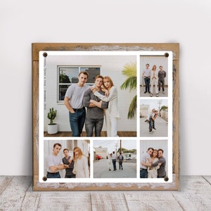 Custom Photo Collage Metal Print on Rustic Reclaimed Wood Frame-family photo collage-grandparent gift-Mothers Day Gift Idea