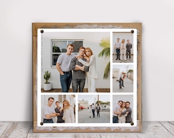 Custom Photo Collage Metal Print on Reclaimed Wood Frame-family photo collage-grandparent gift-Mothers Day Gift-Family Christmas Gift