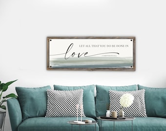 Let All That You Do Be Done In Love Metal Print on Reclaimed Wood Frame-1 Corinthians 16:14 Scripture Wall Art-Rustic Christian Art