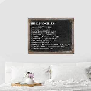 12 Principles of AA Metal Print on Reclaimed Wood Frame Spiritual Wall ...