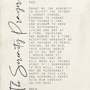 Full Serenity Prayer Metal Print on Reclaimed Wood Frame-Recovery Wall Art-Serenity Prayer Wall Art-12 Step Wall Decor-Reinhold Neibuhr image 2