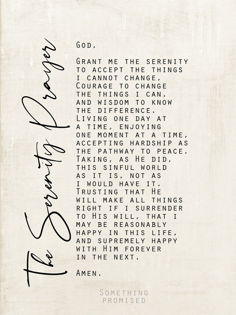 Full Serenity Prayer Metal Print on Reclaimed Wood Frame-Recovery Wall Art-Serenity Prayer Wall Art-12 Step Wall Decor-Reinhold Neibuhr image 2