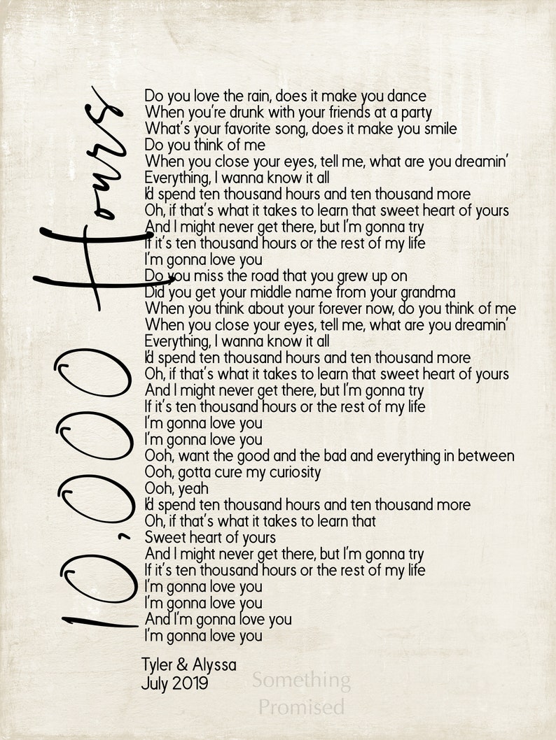 10000 Hours Justin Bieber Song Lyrics on Metal Print on Etsy
