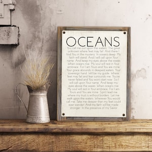 Spirit Lead Me-Oceans Lyrics Wall Decor-Metal Print on Reclaimed Wood Frame-Worship Lyrics-Bible Scripture Wall Art-Hillsong Worship