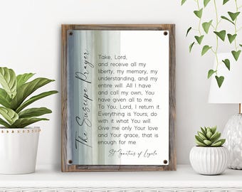 The Suscipe Prayer Metal Print on Reclaimed Wood Frame-St. Ignatius of Loyola-Catholic Prayers