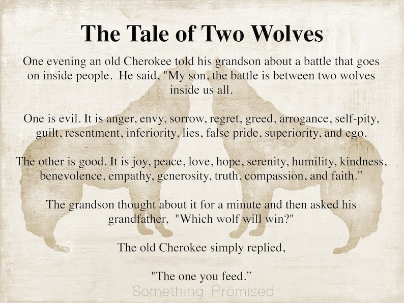 Tale of Two Wolves on Metal Print on Reclaimed Wood Frame-cherokee ...