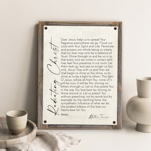 Radiating Christ-Mother Teresa Prayer Metal Print on Reclaimed Wood Frame-Scripture Wall Art-Christian Wall Decor-Mother Teresa Art