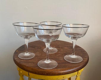 Dorothy Thorpe style MCM Mad Men Bar Ware Celebrate Silver Anniversary Gift Holiday Cocktail Dinner party Vintage Silver Rimmed Bowl