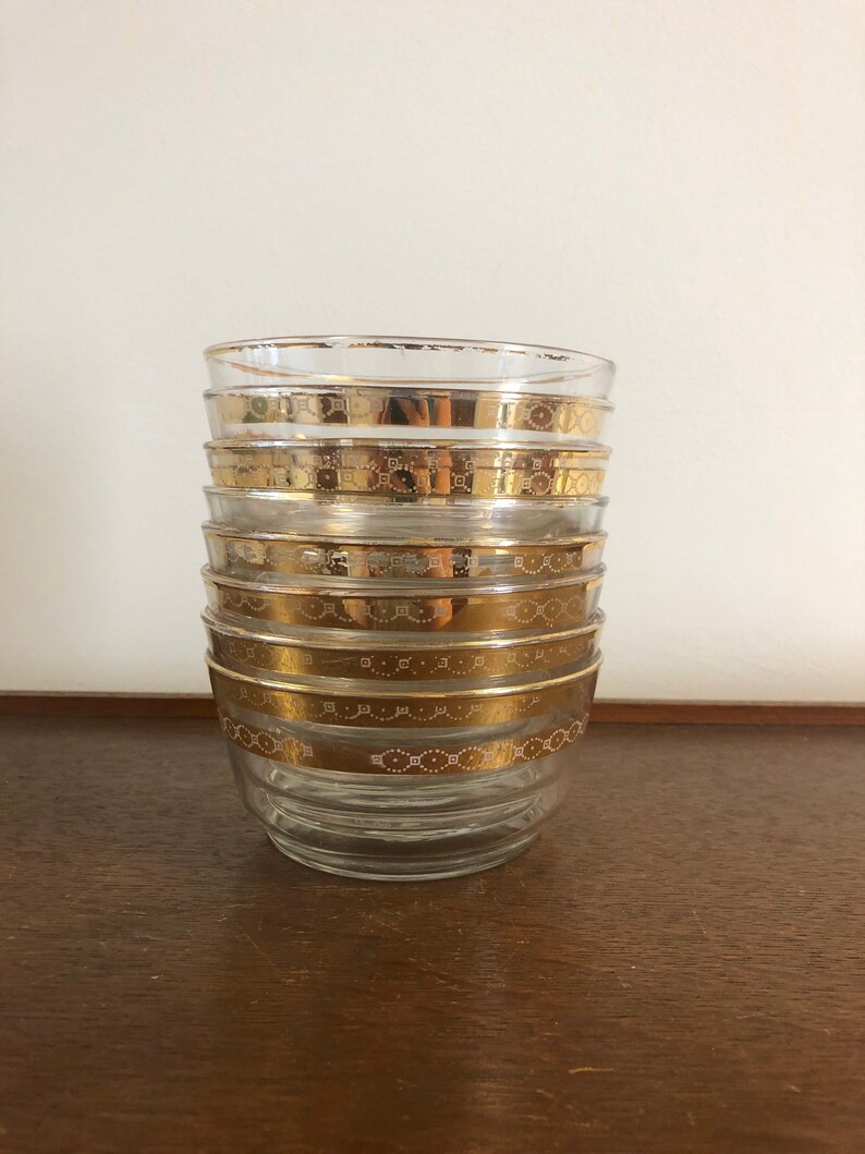 Vintage Libbey Gold Rim Snack Condiment Bowls Set of 8 Gold Etsy