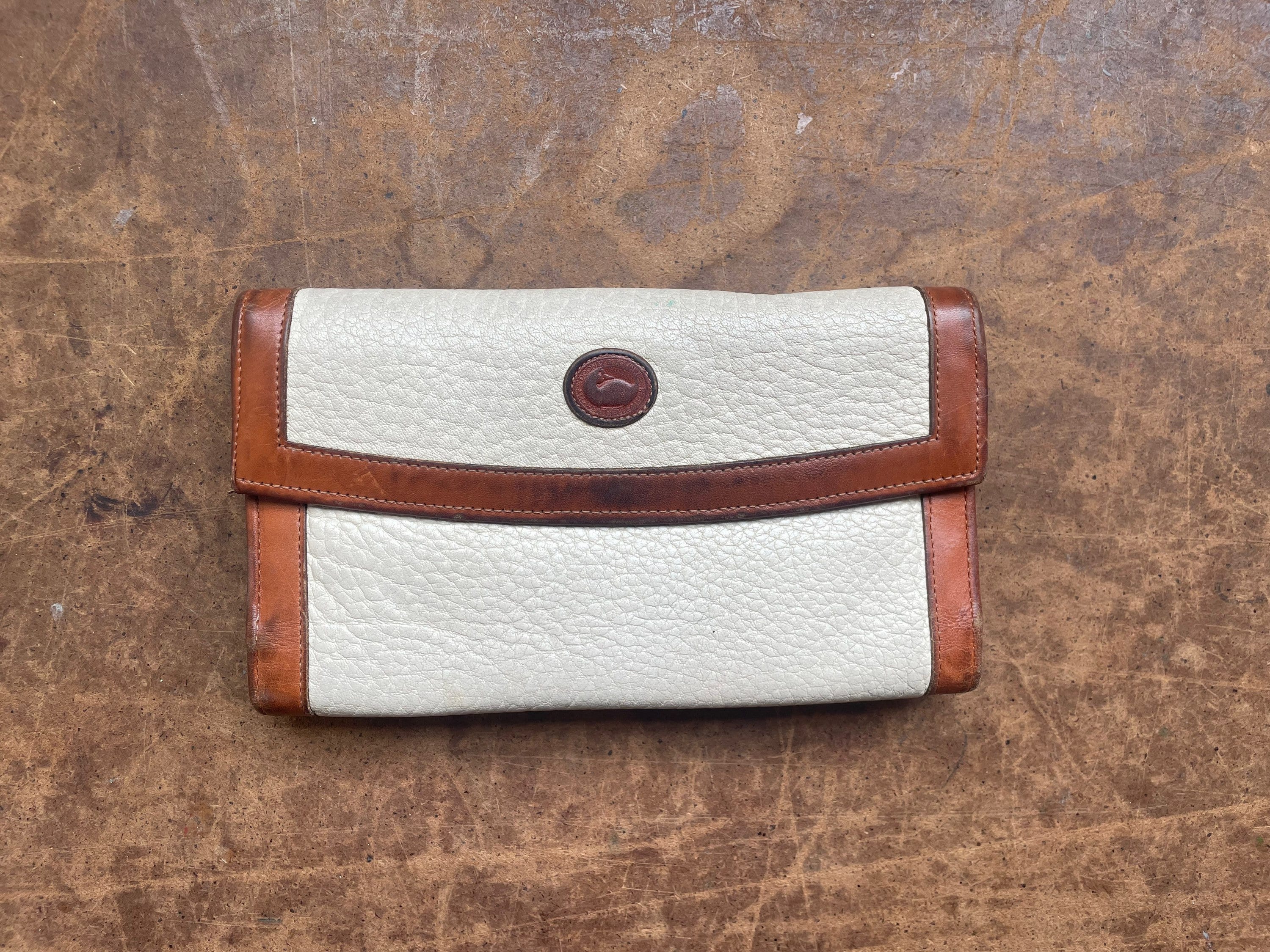 Vintage Dooney and Bourke White Cream and British Tan Checkbook