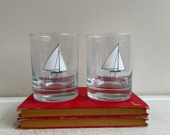 Set of 2- Vintage Lowball Whiskey Old Fashioned Cocktail Glasses, 1986 Bermuda Ocean Race, Annapolis- St. George's