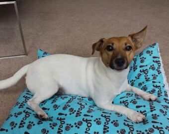 Blue Minky Woof Pillow Bed