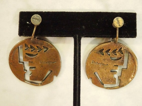 Rebajes copper earrings angular faces - image 7