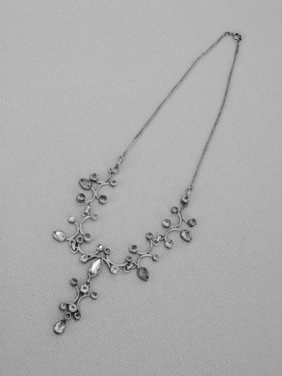 Edwardian style silver and citrine drop necklace