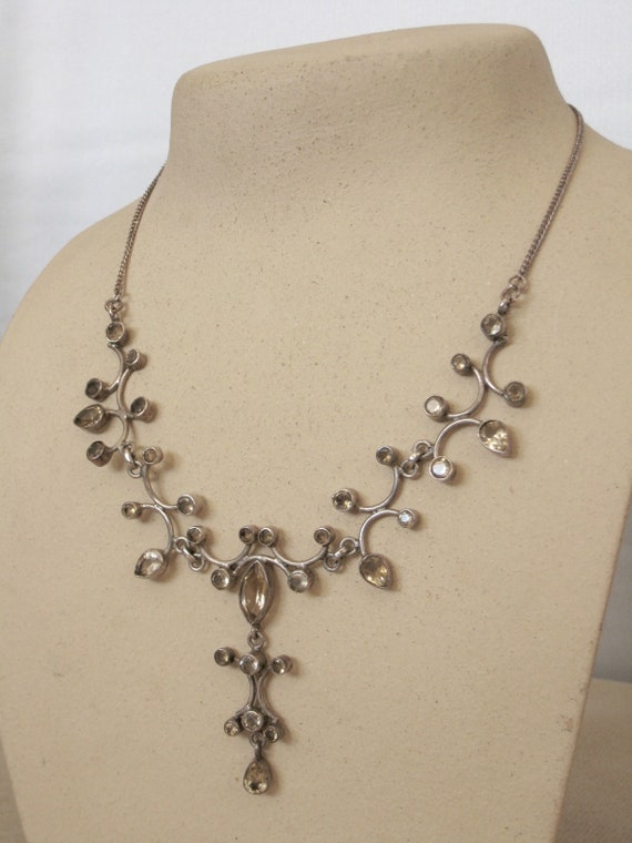 Edwardian style silver and citrine drop necklace - image 5