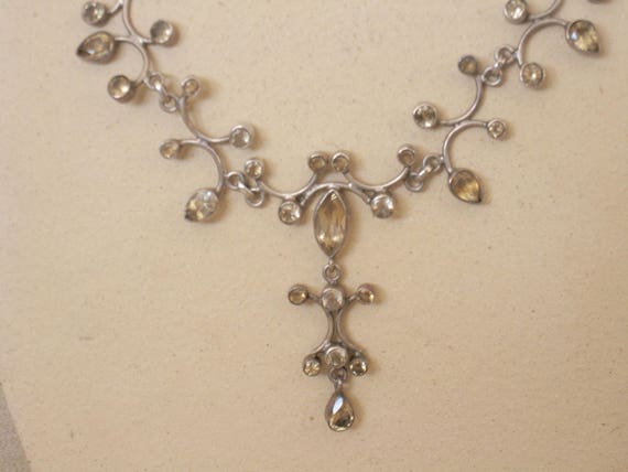 Edwardian style silver and citrine drop necklace - image 2