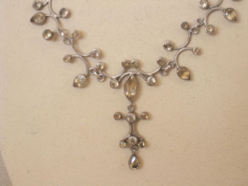 Edwardian style silver and citrine drop necklace image 2