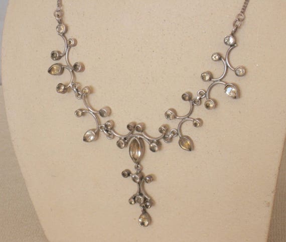 Edwardian style silver and citrine drop necklace - image 4