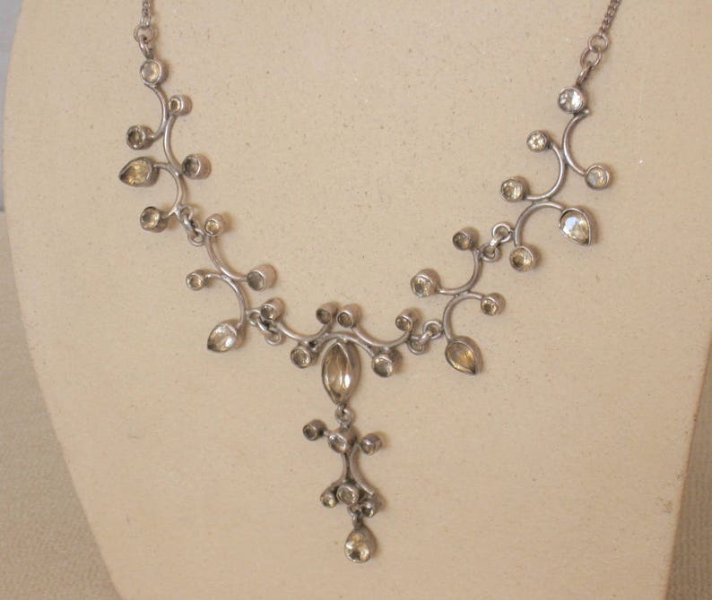 Edwardian style silver and citrine drop necklace image 4