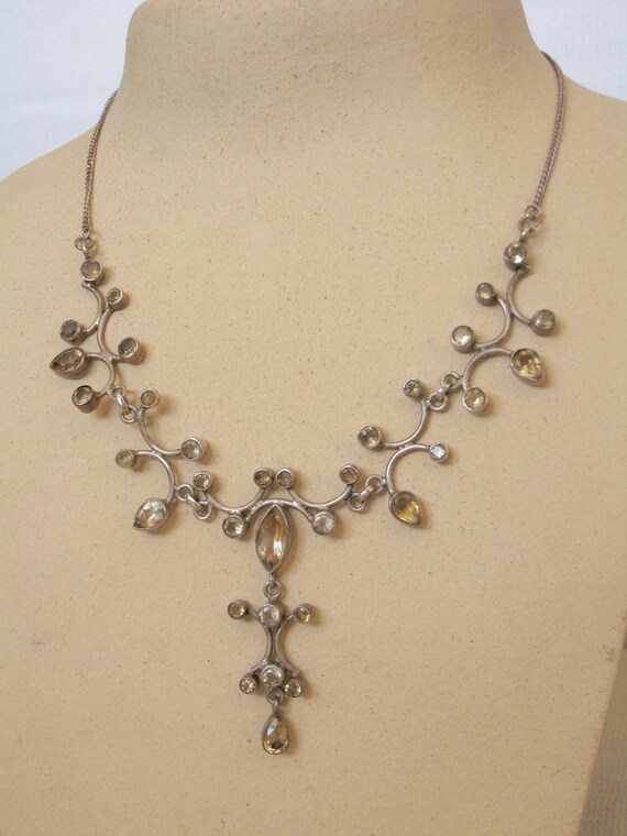 Edwardian style silver and citrine drop necklace - image 3