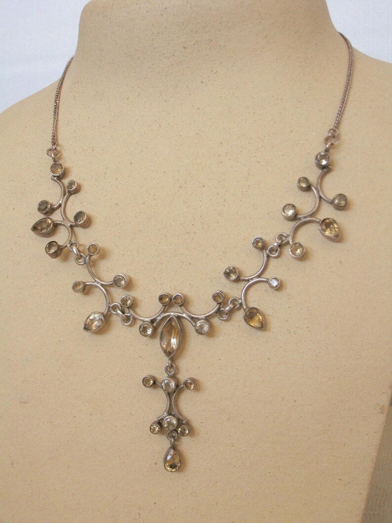 Edwardian style silver and citrine drop necklace image 3