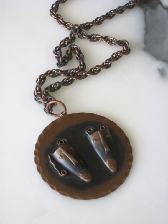 Rebajes copper pendant comedy tragedy on chain - image 2