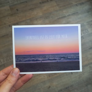 Fotokarte Postkarte "Eventuell ist es Zeit für Meer" Ostsee Strand Din A6 blanko Binz Rügen
