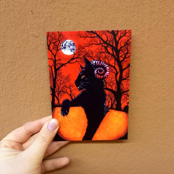 Postkarte "Dämonen Katze" Halloween