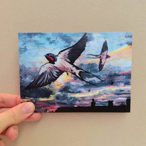 Postkarte Schwalben